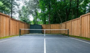 Pickleball court in toronto & south mississauga home backyard by Destination Pools & Landscaping
