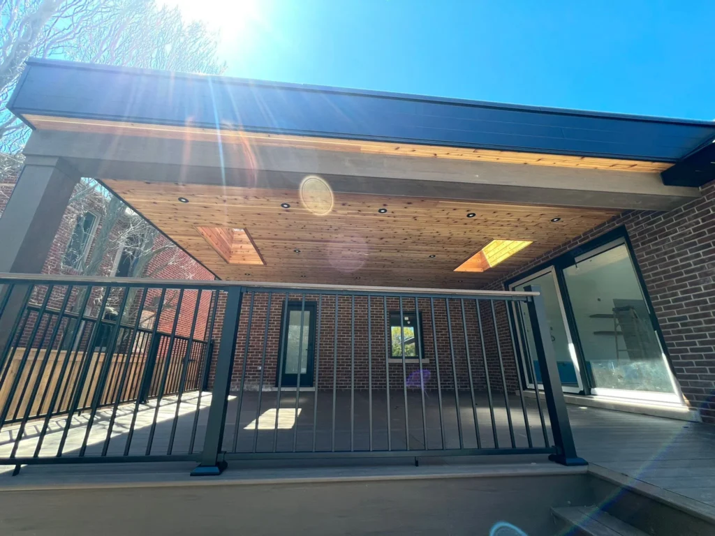 Pressure treated wooden deck installation by Destination and Pools in Toronto and South Mississauga