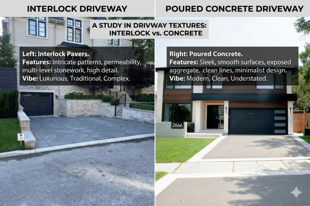 Interlock vs Concrete Driveway Toronto by Destination Pools & Landscaping