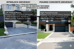Interlock vs Concrete Driveway Toronto by Destination Pools & Landscaping